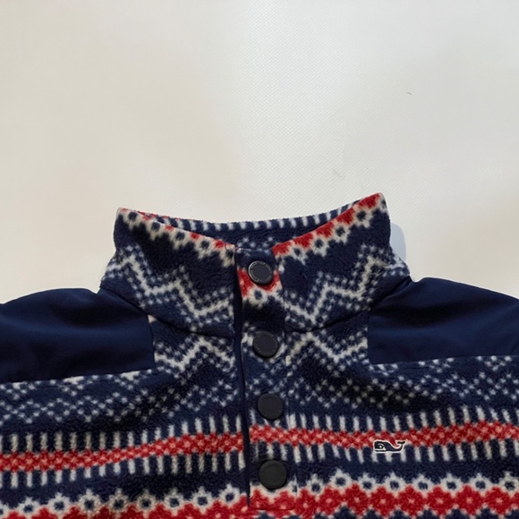 Vineyard Vines Boys Fair Isle Snap Button Fleece Pullover Sweater Whale M 12-14 - Picture 9 of 15